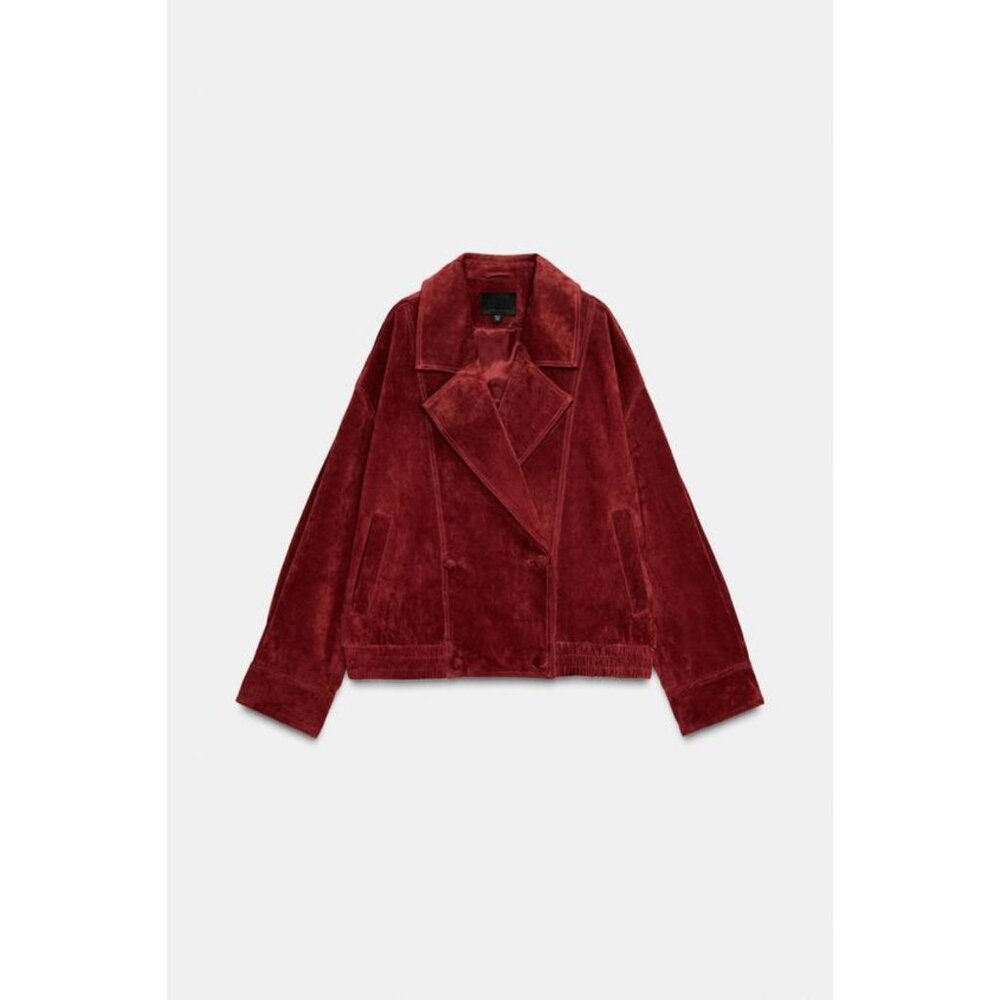 ZARA 100% SUEDE LEATHER JACKET WITH TABS - Picture 3 of 5